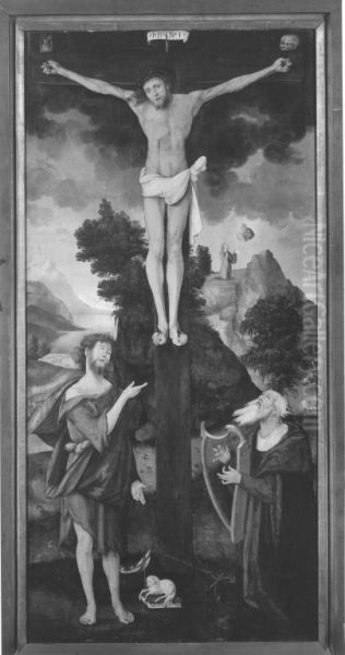 Kreuzigung Christi mit Johannes dem Taufer und Konig David (Allegorie von Gesetz und Gnade) - view 1