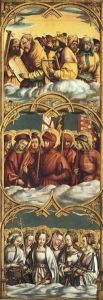 Gestalten der Lauretanischen Litanei Ruckseite: Auferstehung Christi, hll. Johannes und Paulus by Hans Burgkmair the elder
