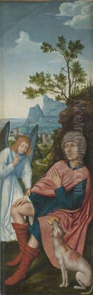 Der hl. Rochus mit dem Engel (Ruckseite: Hl. Anna Selbdritt) - view 1