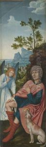 Der hl. Rochus mit dem Engel (Ruckseite: Hl. Anna Selbdritt) by Quinten Metsys