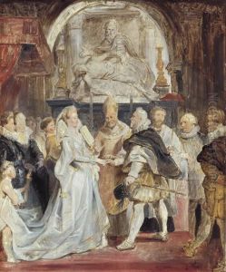 Die Vermahlung "in procuratione" (Skizze zum Medici-Zyklus) by (studio of) Rubens, Peter Paul