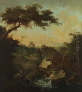 Gebirgslandschaft (Passstrasse bei einem Wasserfall)