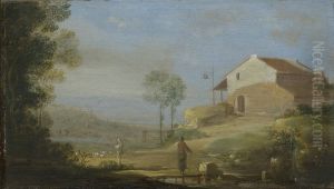 Italienische Landschaft mit Brucke by Charles Cornelisz. de Hooch