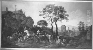 Italienische Landschaft mit Vieh by Theodor Roos