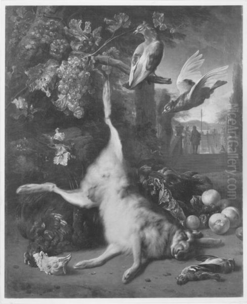 Jagdbeutestillleben mit Hasen - view 1