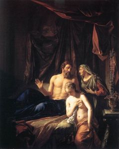 Sarah presenting Hagar to Abraham. by Adriaen Van Der Werff