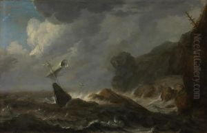 Schipbreuk voor een rotsachtige kust Schipbreuk voor een rotsachtige kust