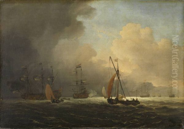 Sea storm with a rising thunderstorm - view 1