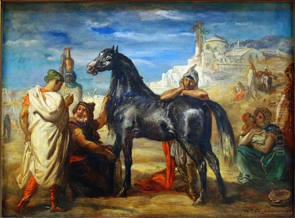 Arabian trader presenting a mare - view 1