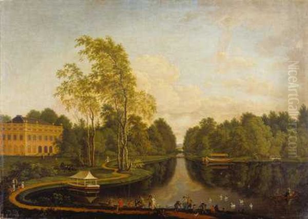 Ehemaliger oberer See mit Schloss Schonbusch (Aschaffenburg) und Kanal. - view 1