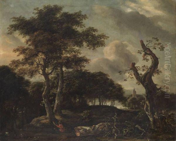 Baumlandschaft mit Entenjagd - view 1