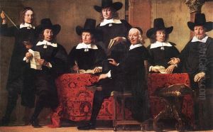 Die Vorsteher der Amsterdamer Weinhandlergilde by Ferdinand Bol