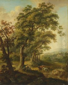 Landschaft mit Viehtranke by Christian Georg Schutz
