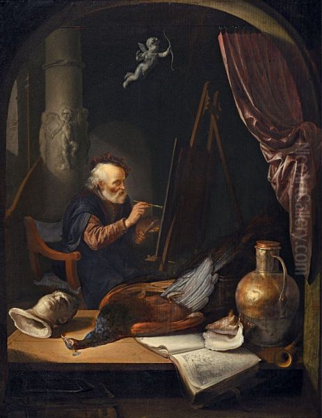 Portrait d'un peintre en plein travail - view 1