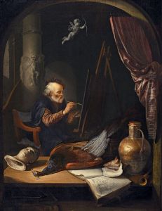 Portrait d'un peintre en plein travail