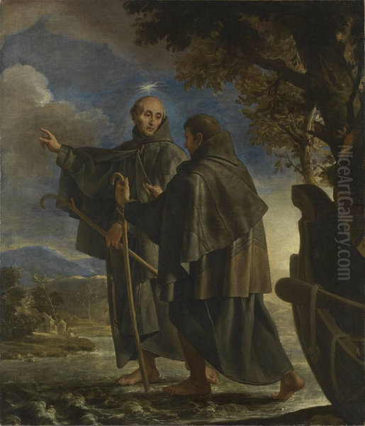 Der hl. Petrus von Alcantara wandelt uber den Fluss Quadiana - view 1