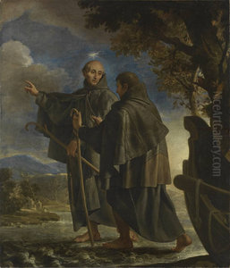 Der hl. Petrus von Alcantara wandelt uber den Fluss Quadiana Der hl. Petrus von Alcantara wandelt uber den Fluss Quadiana