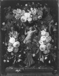 Blumenstuck mit Venus, Adonis und Amor