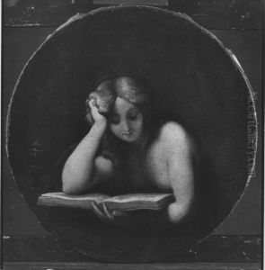 Bussende Magdalena, in einem Buch lesend by Antonio da Correggio