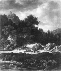 Nordische Gebirgslandschaft mit Wasserfall by Jacob Van Ruisdael