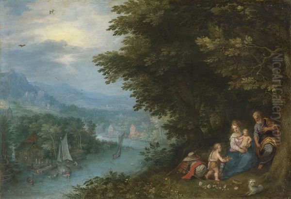 Flusslandschaft mit der Ruhe auf der Flucht - view 1