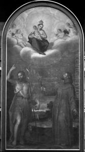 Maria erscheint den hll. Johannes der Taufer und Franziskus von Assisi by Hans Rottenhammer