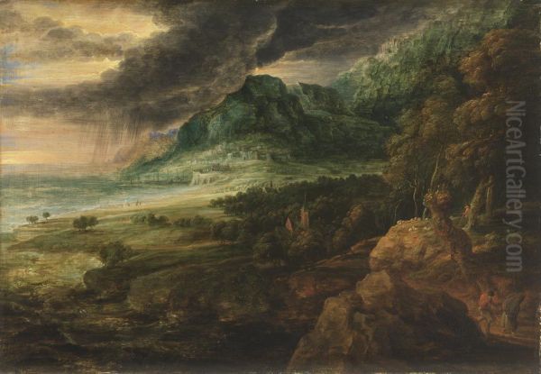 Landschaft bei aufziehendem Gewitter - view 1