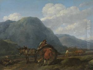 Landschaft mit Eselskarren
