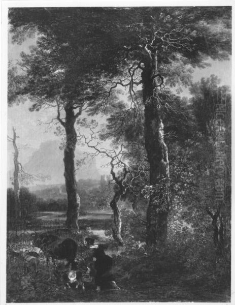 Landschaft mit hochstammigen Baumen - view 1
