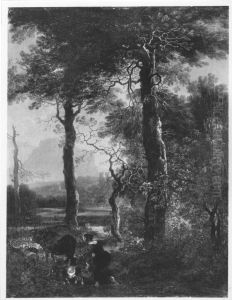 Landschaft mit hochstammigen Baumen