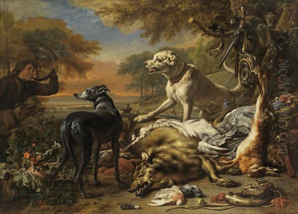 Jagdbeutestillleben mit Wolf - view 1