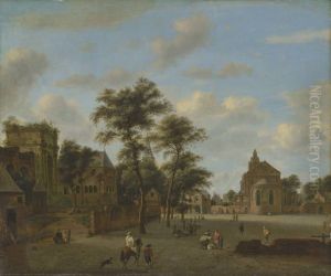 A Square with Four Churches by Jan Van Der Heyden