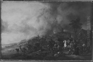 Plunderung eines Dorfes by Philips Wouwerman