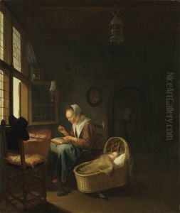 Eine nahende Mutter mit ihrem Kind Eine nahende Mutter mit ihrem Kind