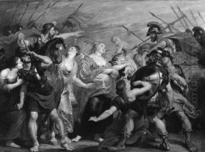 Die Aussohnung der Romer und Sabiner by (studio of) Rubens, Peter Paul