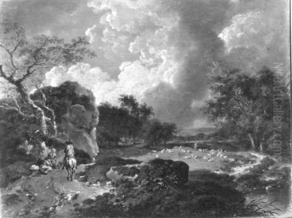 Landschaft mit Reiter und Schafherde - view 1