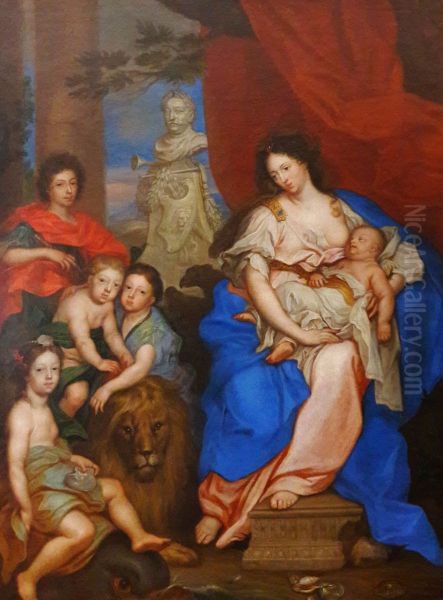 Portrait of Queen Marie Casimire with children. - view 1
