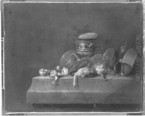 Stillleben mit gerupftem Huhn by Peter Jacob Horemans