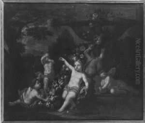 Puttengruppe mit Blumen by Balthasar Augustin Albrecht