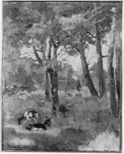 Wald mit zwei Ziegen