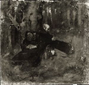 Waldidyll (Zwei schlafende Monche) by Adolf Hengeler