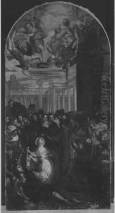 Die hl. Agnes erweckt den Sohn des Prafekten zum Leben (nach Tintoretto) by August Wolf