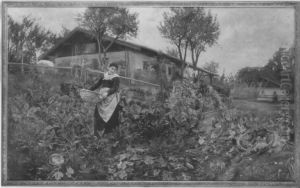 Bauerin im Gemusegarten by Christian Maximilian Baer