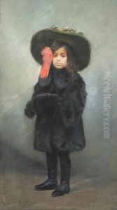 "frileuse", Portrait Of A Young Girl by Jean Pierre Charles Chabannes La Palice