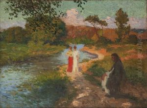 Promenade Aux Bords De La Riviere by Maurice Chabas