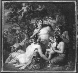 Erziehung des Bacchus (Olskizze) by Robert Von Langer