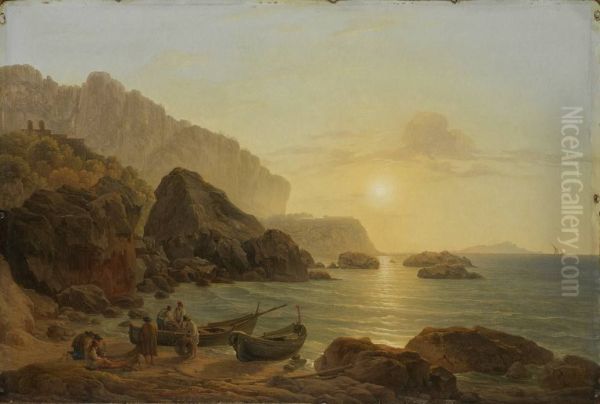 Kuste von Capri bei Sonnenuntergang - view 1