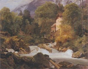 Mill at the outlet of the Konigssee by Ferdinand Georg Waldmuller