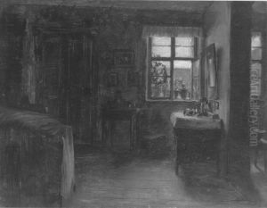 Wohnstube eines Buchertrodlers by Adolph von Menzel