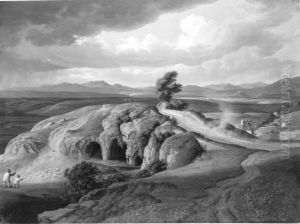 Campagnalandschaft mit Felsenhohle und Brucke by Johann Christian Reinhart